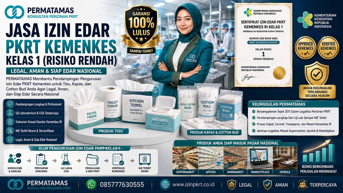 Jasa Pengurusan Izin Edar PKRT Kemenkes Tisu Anak dan Bayi Resmi Kemenkes